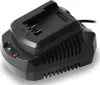 A black battery charger for power tools is shown against a white background. Náhľad obrázku produktu