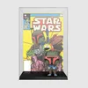 A Funko Pop! Boba Fett figure displayed in front of a Star Wars comic book cover, all enclosed in a clear display case. Produktbild-Vorschau