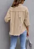 ASKSA Veste en jean pour femmes, Kaki, XL Voir les images du produit 4