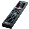 A black remote control with various buttons, including number keys, navigation buttons, and app shortcuts, is shown against a white background. Produktbild-Vorschau