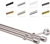 A collage showing different color options for a double curtain rod and a close-up of the curtain rod itself. Podgląd zdjęcia produktu