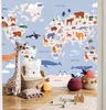 Vlies Fototapete - World Map With Animal Illustrations Produktbild-Vorschau 2