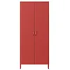 A red metal wardrobe with two doors and two handles, shown against a white background. Náhled obrázku produktu