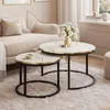 Runder Couchtisch SOLEIL MARMUR 2in1 Schwarz / Carrara Produktbild-Vorschau 1