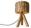 Kleine Boho Tischlampe mit Holz Dreibein & E14 Schirm Produktbild-Vorschau 2