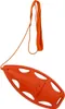 An orange rescue buoy with a rope and strap, isolated on a white background. Produktbild-Vorschau