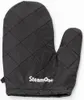 A black quilted oven mitt with the white text "SteamOne" printed on it. Náhled obrázku produktu