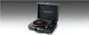 A black suitcase-style record player is open, with the turntable and tonearm visible. Voir les images du produit