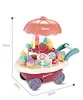 A toy ice cream cart with various ice cream cones, lollipops, and a strawberry decoration. Produktbild-Vorschau