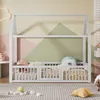 A child's bedroom with a house-shaped bed and colorful geometric wall art. Anteprima dell’immagine prodotto