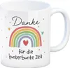 Regenbogen Kaffeebecher mit Spruch Danke für die Produktbild-Vorschau 1