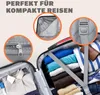 A close-up view of an open suitcase packed with clothes, highlighting features like zippers, straps, and interior compartments. Anteprima dell’immagine prodotto