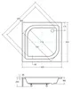 Douchebak, vierkant, 80x80x30 cm, met acryl spatwand, Productafbeelding-voorbeeld 6