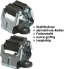 Two identical wall-mounted holders for tools or brooms, with descriptive text listing features. Produktbild-Vorschau