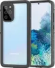 A Samsung Galaxy S20 Plus phone in a black protective case, shown from the back and side. Produktbild-Vorschau