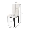 A white dining chair with dimensions indicated by measurement lines and text. Náhled obrázku produktu