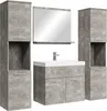A bathroom vanity set with a sink, mirror, and two cabinets, displayed against a white background. Anteprima dell’immagine prodotto
