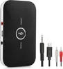 A black Bluetooth transmitter/receiver adapter with various cables is displayed against a white background. Náhľad obrázku produktu
