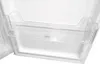 Close-up view of the inside of a refrigerator, showing a clear plastic shelf with some symbols on it. Produktbild-Vorschau