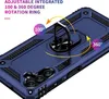 A close-up, angled view of a blue phone case with an integrated ring holder. Produktbild-Vorschau