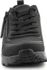 A close-up, front-facing view of a black Skechers sneaker. Produktbild-Vorschau