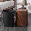 Badezimmer-Mülleimer mit Holzmaserung und Schwingdeckel, Produktbild-Vorschau 3
