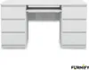 Schreibtisch 130x76x50cm mit 6 Schubladen Weiß Büro PC Produktbild-Vorschau 2