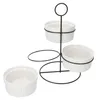 Bianca 3er Set Porzellan-Schalen Set mit Ständer Dips Produktbild-Vorschau 2