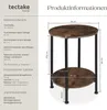 A diagram showing the dimensions of a round side table, with accompanying text detailing measurements and technical specifications. Náhled obrázku produktu