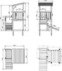Technical drawings with dimensions for a playground tower. Produktbild-Vorschau