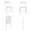 A collage of four images showing a white folding chair from different angles. Anteprima dell’immagine prodotto