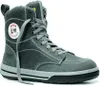 A single grey winter boot with laces and a white circular logo on the side, isolated on a white background. Produktbild-Vorschau