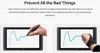 Two images of a drawing tablet being used, one with a bare hand and one with a glove. Produktbild-Vorschau