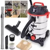 A collage of images showing a wet/dry vacuum cleaner and its accessories, along with various usage scenarios. Produktbild-Vorschau