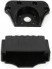 Two black plastic parts, likely components of a machine, are shown against a white background. The top part is a mounting bracket with screw holes and a central opening. The bottom part is a rectangular housing with ribbed texture on top. Náhled obrázku produktu