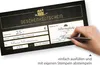 A hand is shown filling out a gift certificate for a restaurant. Produktbild-Vorschau