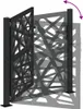 A black metal garden gate with a decorative cutout pattern, shown partially open. Anteprima dell’immagine prodotto