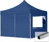 A dark blue pop-up tent with a window and a close-up of aluminum tubing. Anteprima dell’immagine prodotto