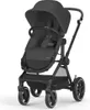 A black Cybex Eos Lux stroller is shown against a white background. Voir les images du produit