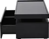 A black coffee table with one drawer pulled out, shown from a side-angle. Produktbild-Vorschau