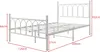 A white metal bed frame with dimensions labeled. Produktbild-Vorschau