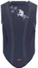 The back of a child's navy blue protective vest with a unicorn and heart graphic. Produktbild-Vorschau