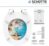 A toilet seat with a beach and wood design, along with its mounting hardware and instructions. Náhled obrázku produktu