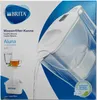 A box of a Brita Aluna water filter jug with water pouring from it into a glass and cup. Náhled obrázku produktu
