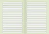 A spread of a notebook with lined pages, open in the middle. Produktbild-Vorschau