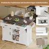A kitchen island with various storage compartments and features, presented in a kitchen setting with illustrative callouts. Anteprima dell’immagine prodotto