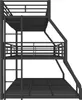 A three-tier bunk bed made of black metal, shown from a side angle against a white background. Podgląd zdjęcia produktu