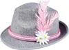 Cappello tradizionale bavarese da donna grigio-rosa Anteprima dell’immagine prodotto 2