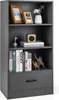 Libreria COSTWAY 120 cm con cassetti, scaffale in legno a 4 Anteprima dell’immagine prodotto 1