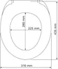A top-down diagram of a toilet seat with dimensions indicated. Produktbild-Vorschau